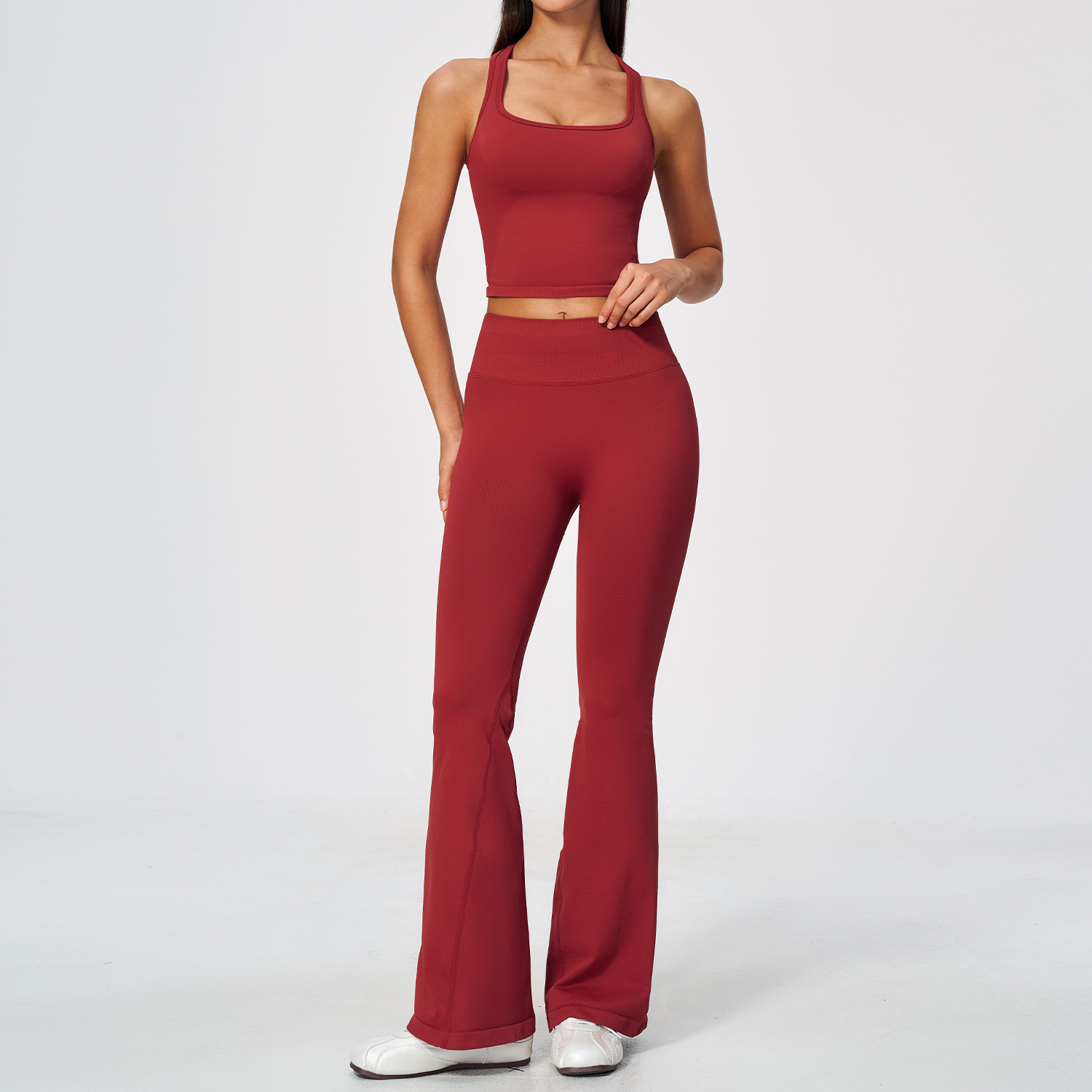 Damski dwuczęściowy zestaw do  – Seamless Ribbed Workout Tank Top recenzja i cena
