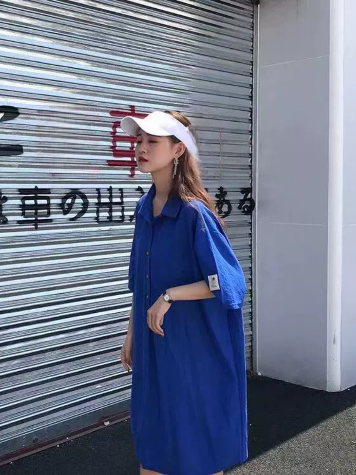 Sukienka koszulowa plus size,  – Korean Style A Line Shirt Dress recenzja i cena