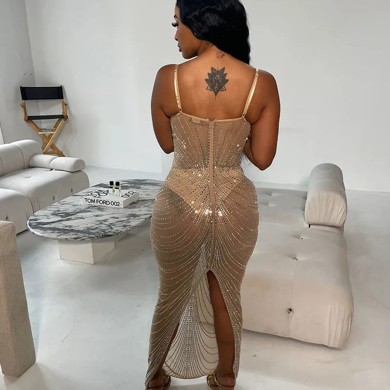 Błyszczące kryształowe suknie  – Sparkly Rhinestone Club Party Dress recenzja i cena
