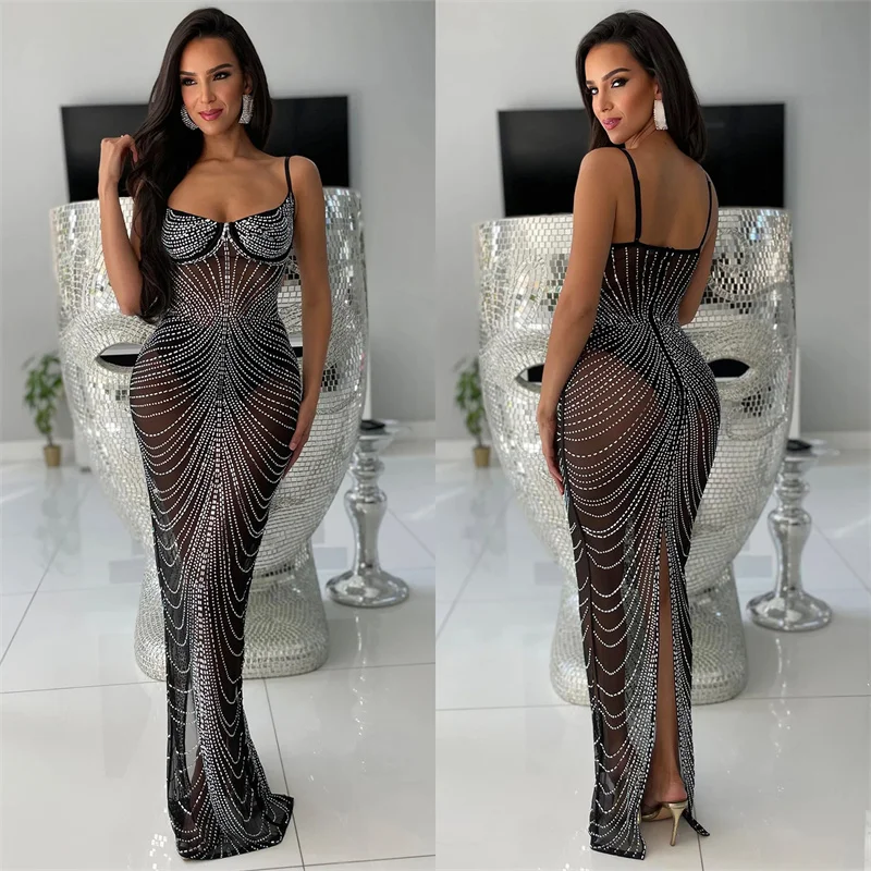 Błyszczące kryształowe suknie  – Sparkly Rhinestone Club Party Dress recenzja i cena