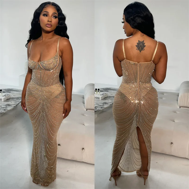 Błyszczące kryształowe suknie  – Sparkly Rhinestone Club Party Dress recenzja i cena