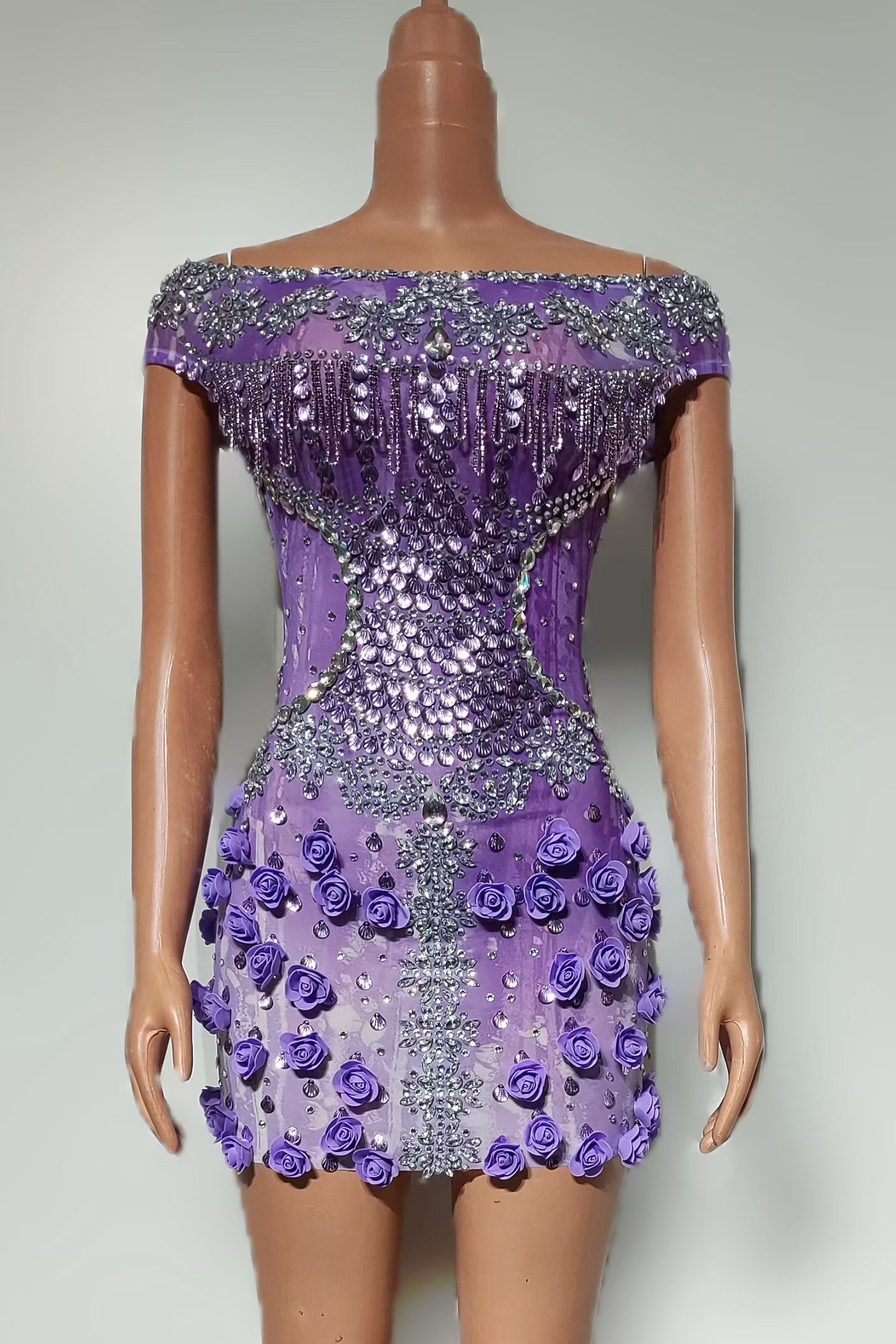 Błyszcząca Fioletowa Sukienka  – Sparkly Rhinestone Club Party Dress recenzja i cena