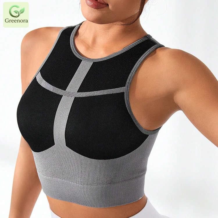 Bezszwowy biustonosz sportowy  – Seamless Ribbed Workout Tank Top recenzja i cena