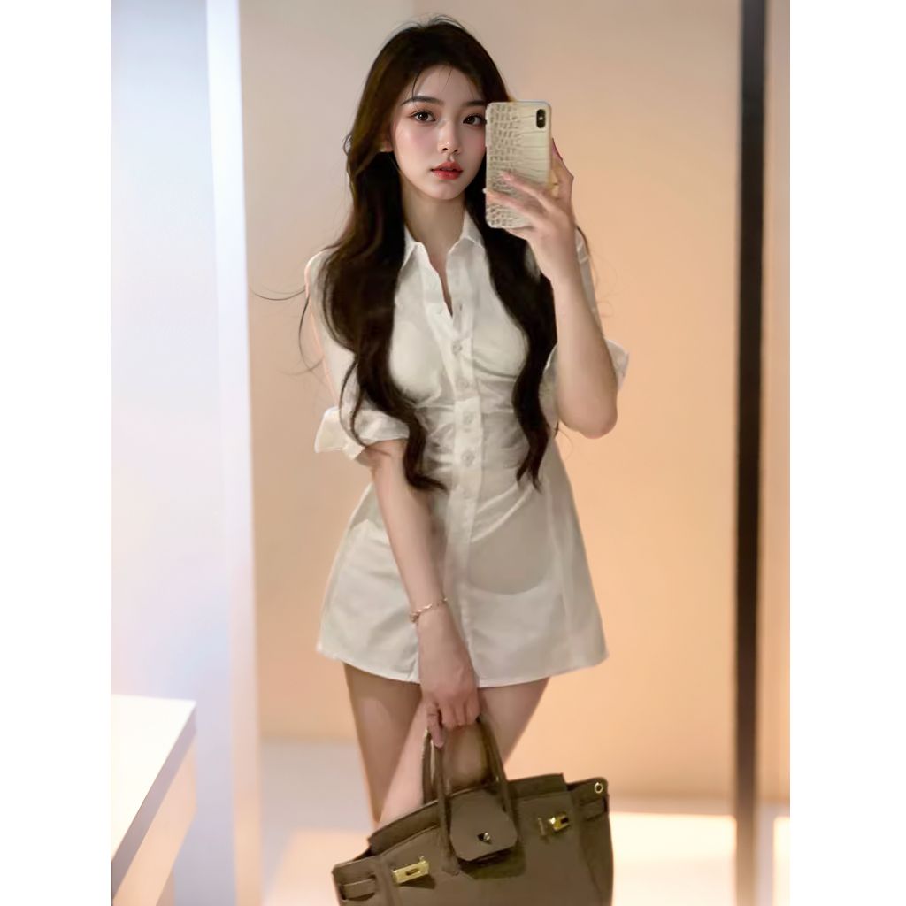 Elegancka sukienka w stylu kor – Korean Style A Line Shirt Dress recenzja i cena